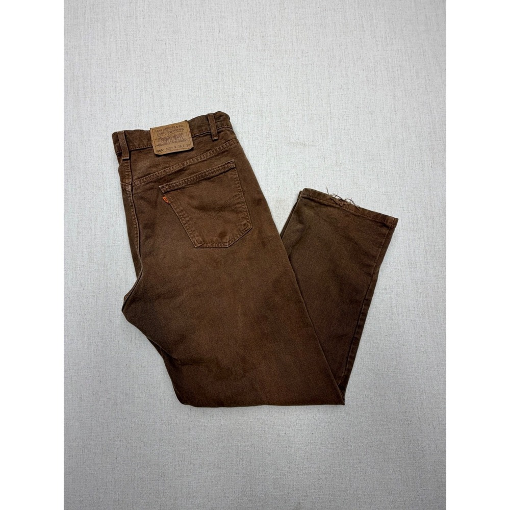 VTG Levis 555 Orange Tab Jeans Mens 38x30 Brown Relaxed Straight Leg USA Made